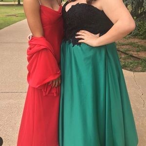 Emerald strapless gown